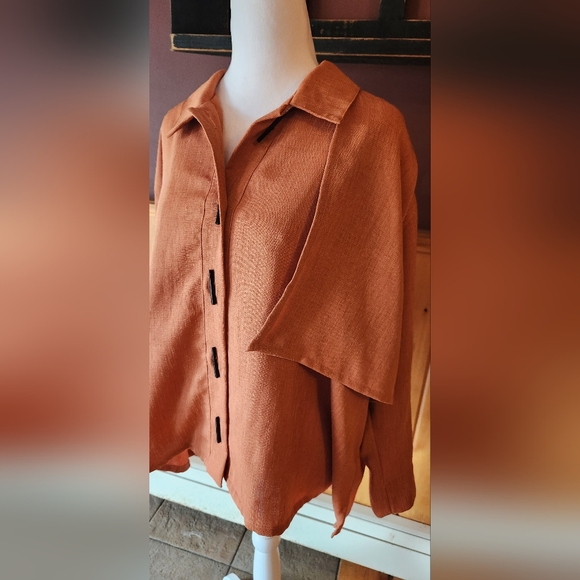 CAROLE TOMPKINS The Big Shirt Pumpkin Button Up Vintage - Picture 4 of 8